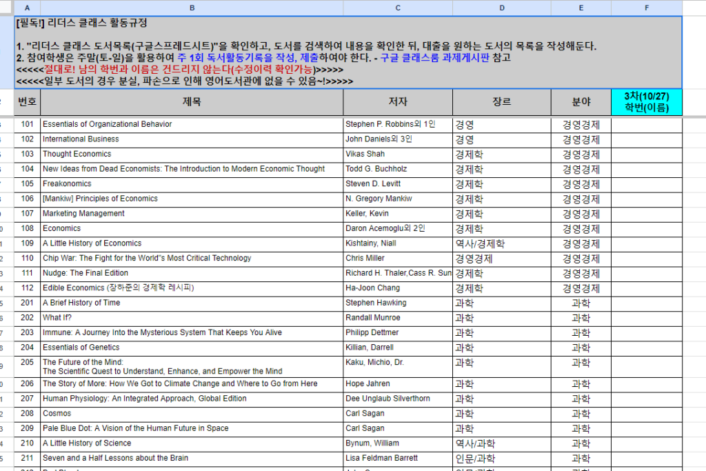 리더스 클래스 보유도서목록